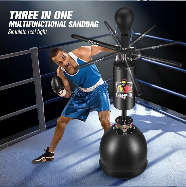 Genki Free Standing Punching Boxing Bag Stand Adjustable Height Rotating Arm Speed Ball