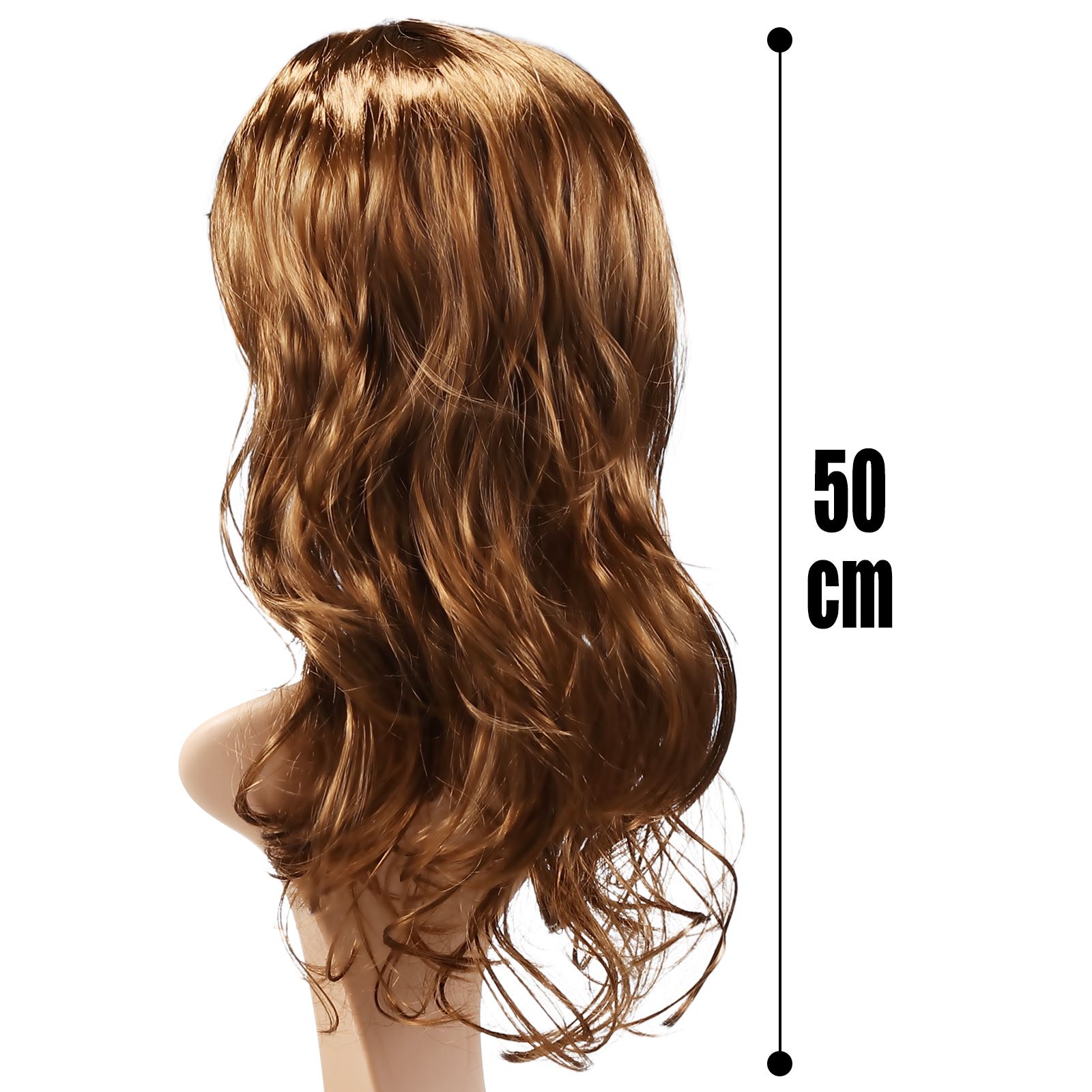 Wavy Curly Wig Hair Long Fake Brown for Women Female Mannequin False Synthetic Fibre 50CM